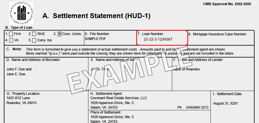 HUD-1 Settlement Statement